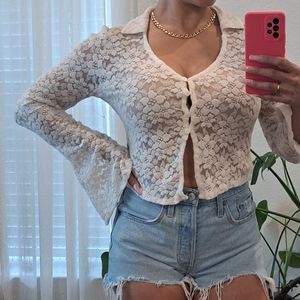 ✨️Madden NYC Collared Ivory Lace women's Top/ Size: Medium